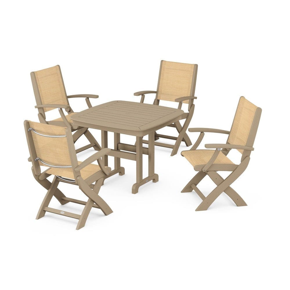 POLYWOOD® - Coastal Folding Chair 5-Piece Dining Set - PWS1237
