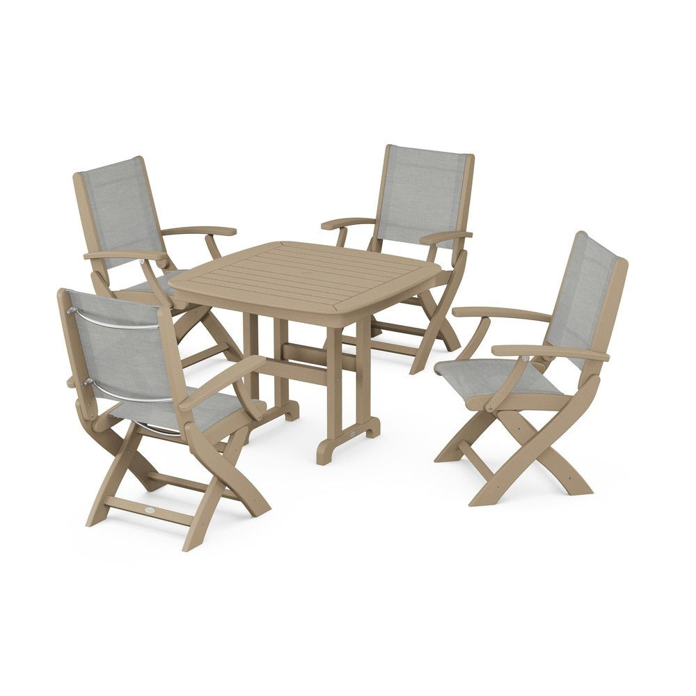 POLYWOOD® - Coastal Folding Chair 5-Piece Dining Set - PWS1237