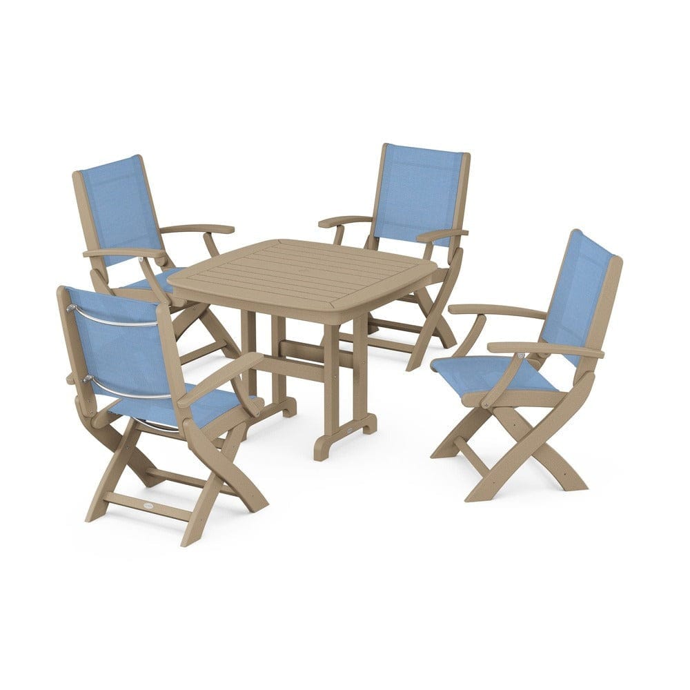 POLYWOOD® - Coastal Folding Chair 5-Piece Dining Set - PWS1237