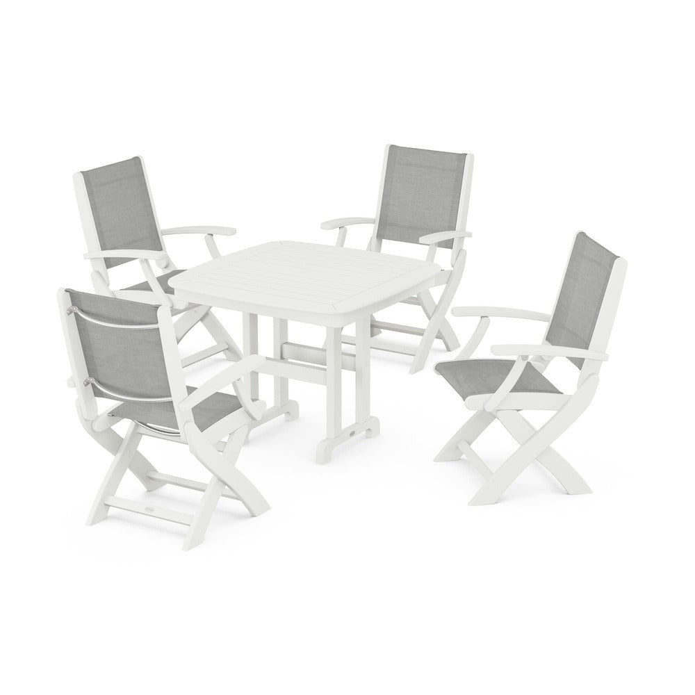 POLYWOOD® - Coastal Folding Chair 5-Piece Dining Set - PWS1237