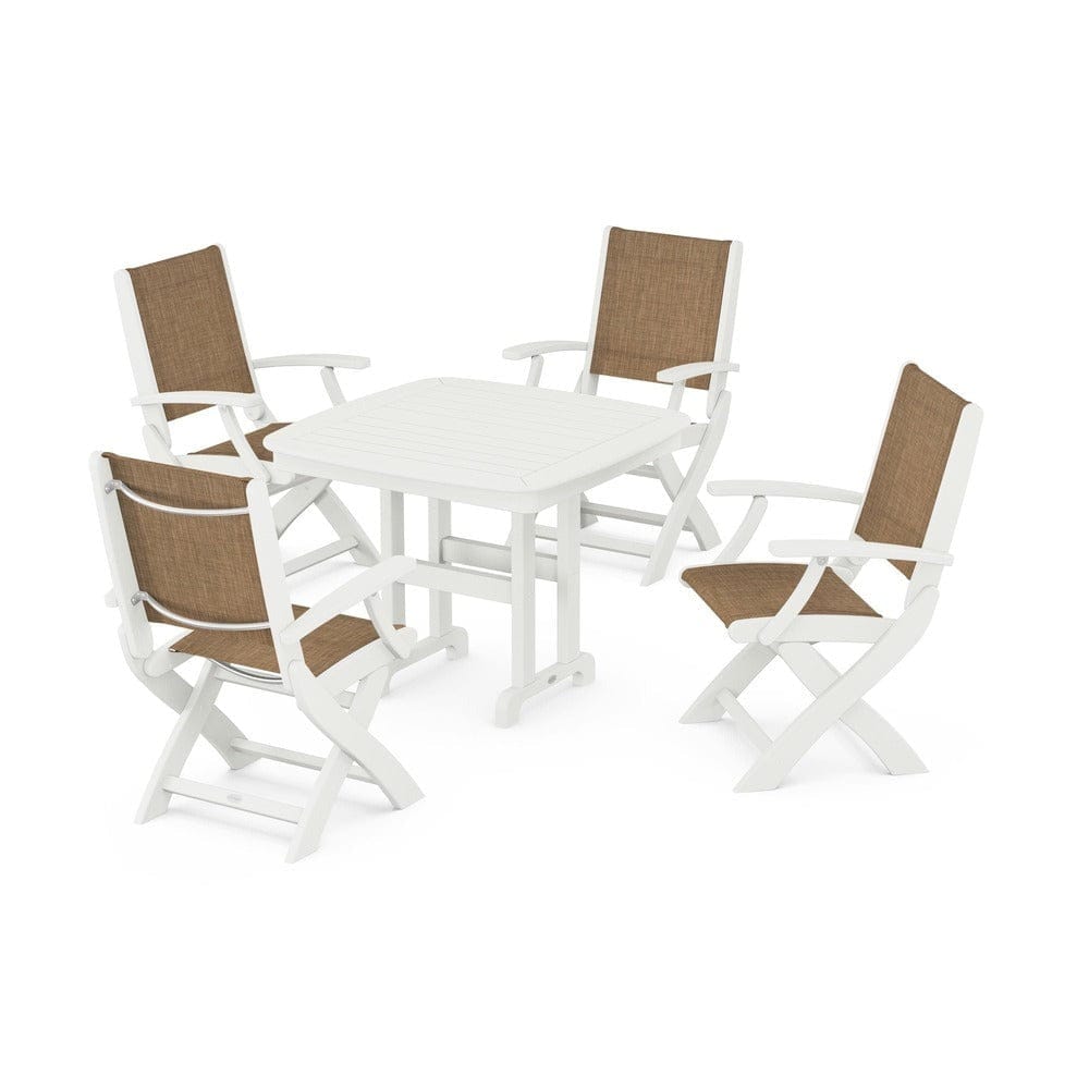 POLYWOOD® - Coastal Folding Chair 5-Piece Dining Set - PWS1237