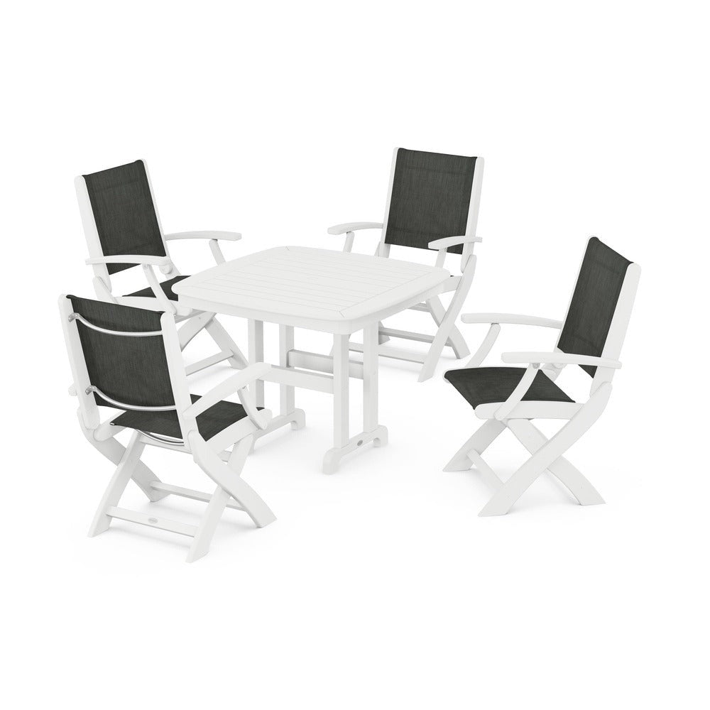POLYWOOD® - Coastal Folding Chair 5-Piece Dining Set - PWS1237