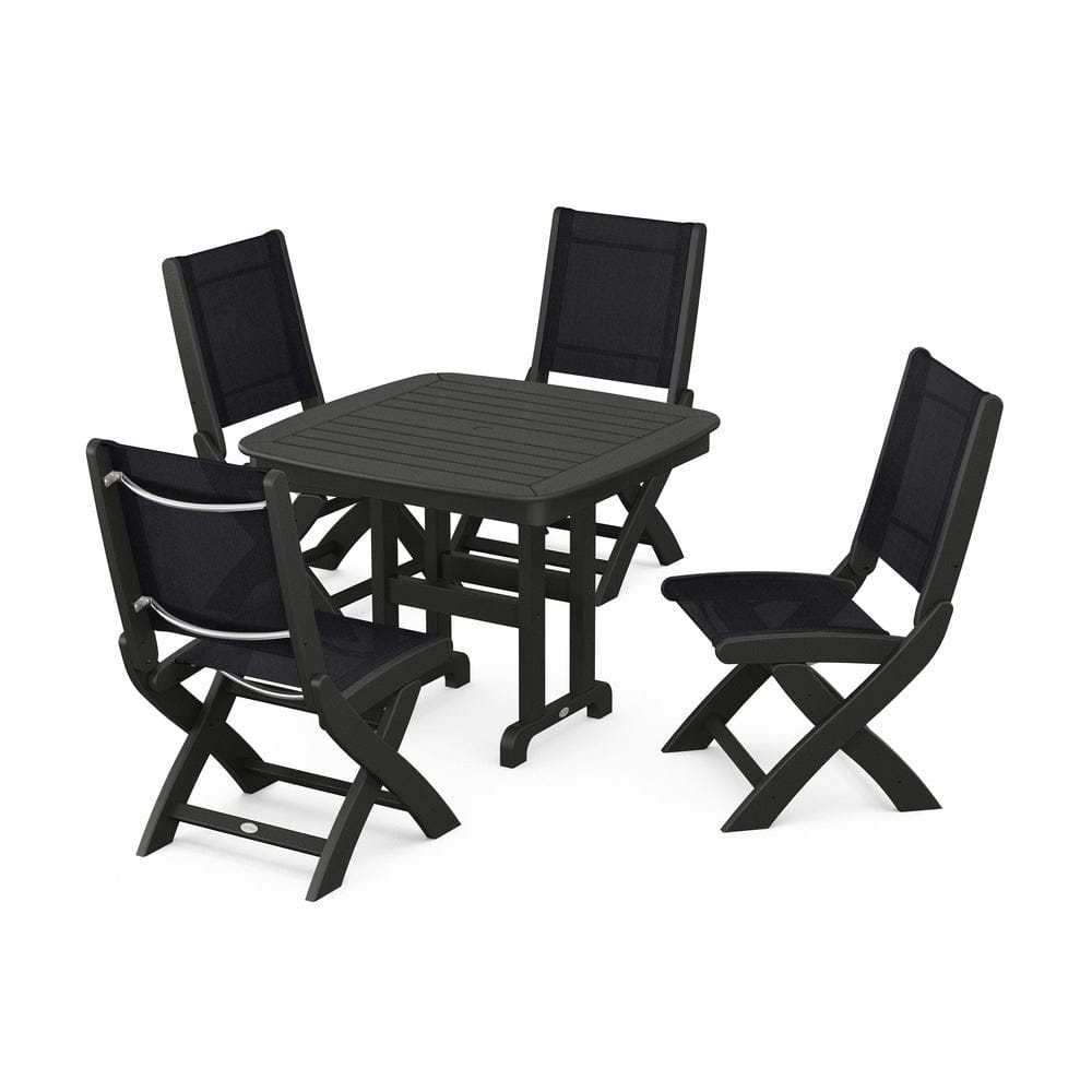 POLYWOOD® - Coastal Folding Side Chair 5-Piece Dining Set - PWS1238 Outdoor Furniture POLYWOOD®
