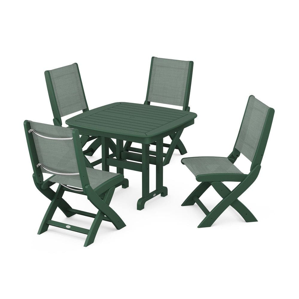 POLYWOOD® - Coastal Folding Side Chair 5-Piece Dining Set - PWS1238 Outdoor Furniture POLYWOOD®