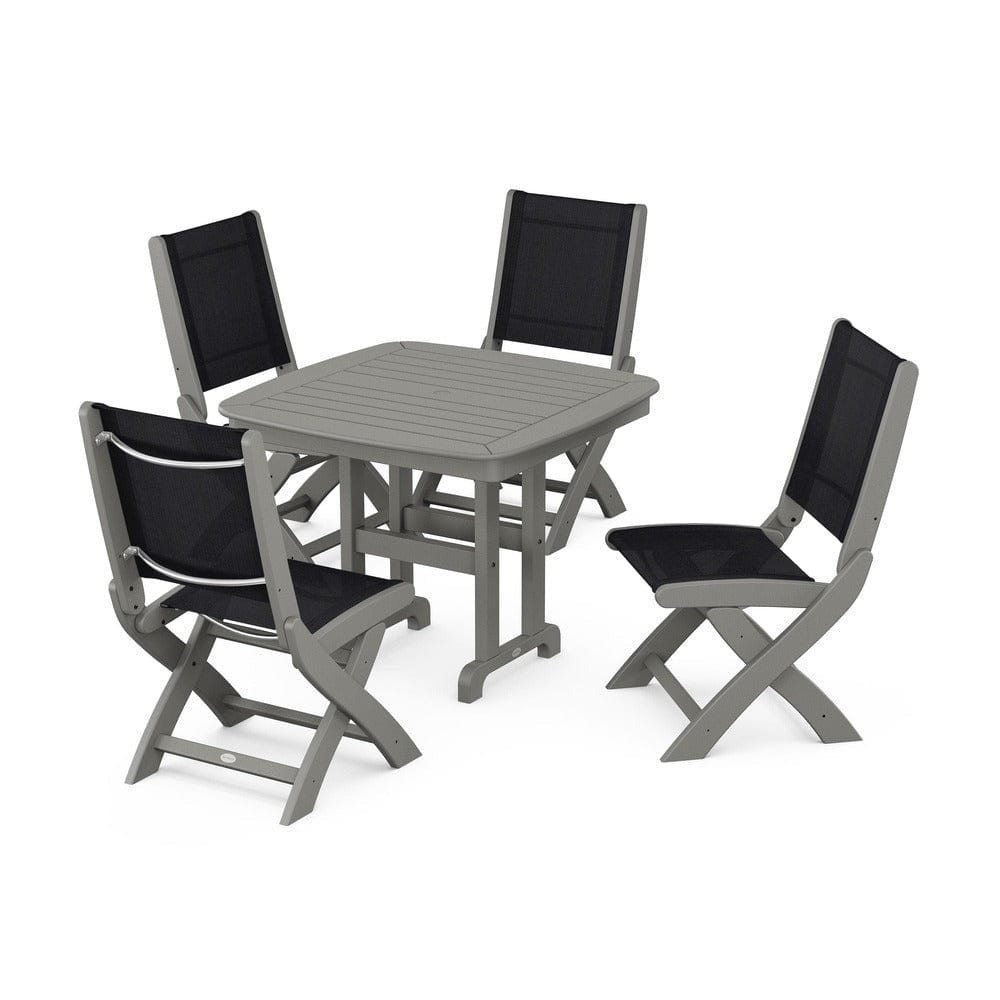 POLYWOOD® - Coastal Folding Side Chair 5-Piece Dining Set - PWS1238 Outdoor Furniture POLYWOOD®