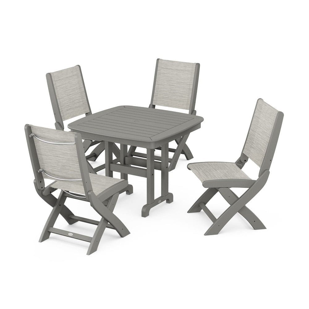 POLYWOOD® - Coastal Folding Side Chair 5-Piece Dining Set - PWS1238 Outdoor Furniture POLYWOOD®