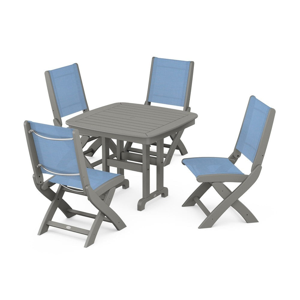 POLYWOOD® - Coastal Folding Side Chair 5-Piece Dining Set - PWS1238