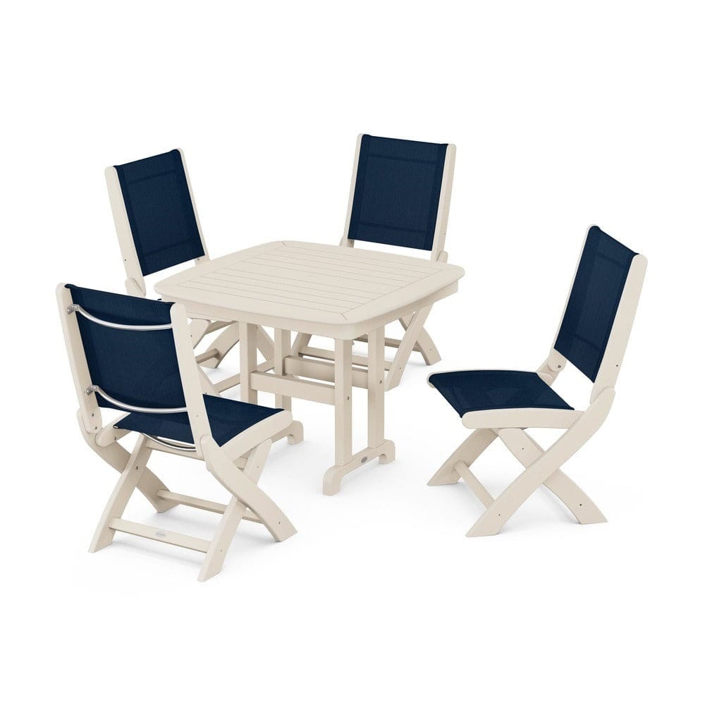 POLYWOOD® - Coastal Folding Side Chair 5-Piece Dining Set - PWS1238
