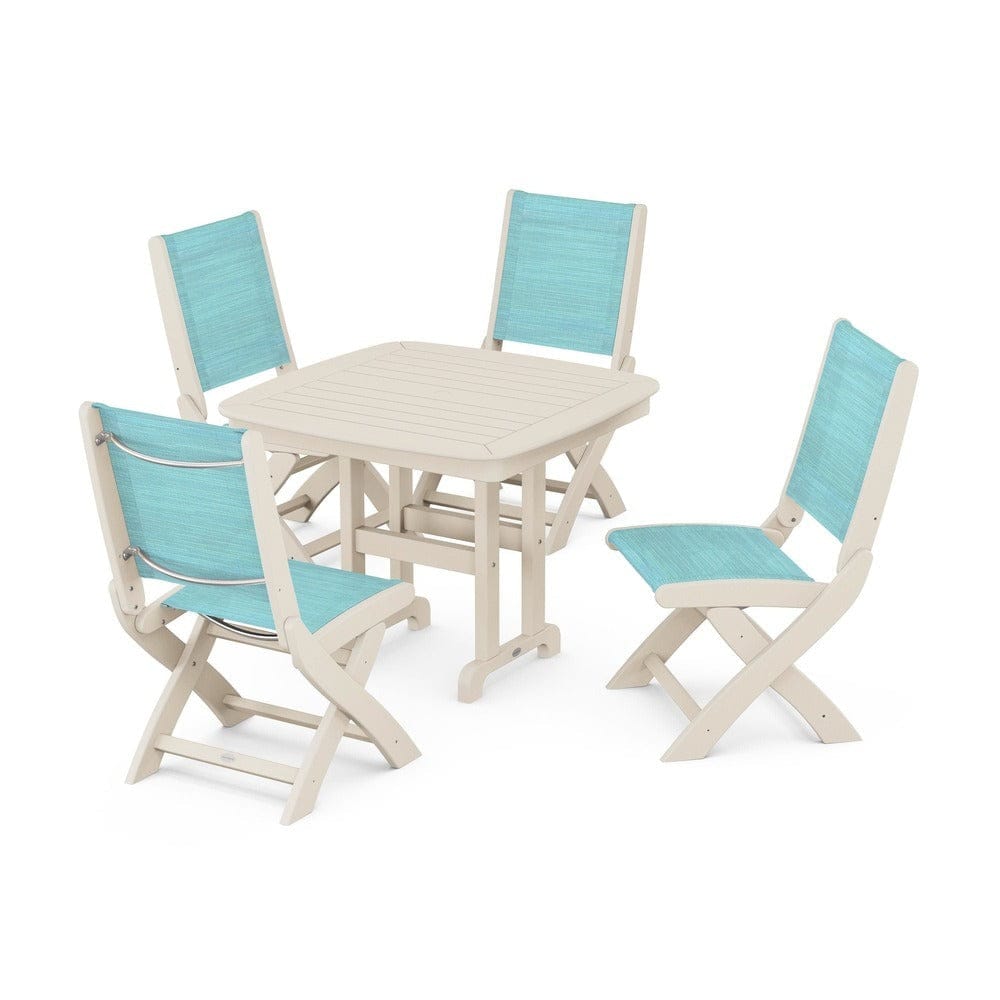 POLYWOOD® - Coastal Folding Side Chair 5-Piece Dining Set - PWS1238 Outdoor Furniture POLYWOOD®