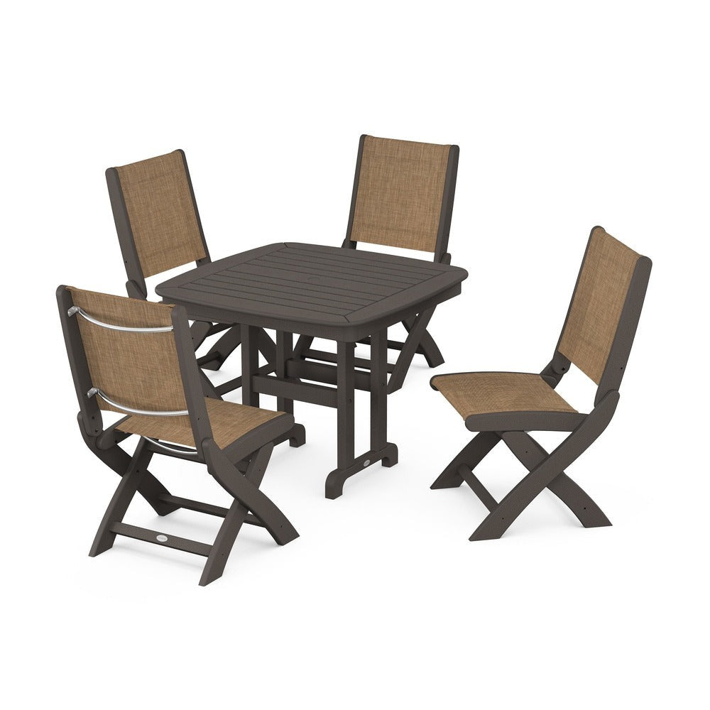 POLYWOOD® - Coastal Folding Side Chair 5-Piece Dining Set - PWS1238