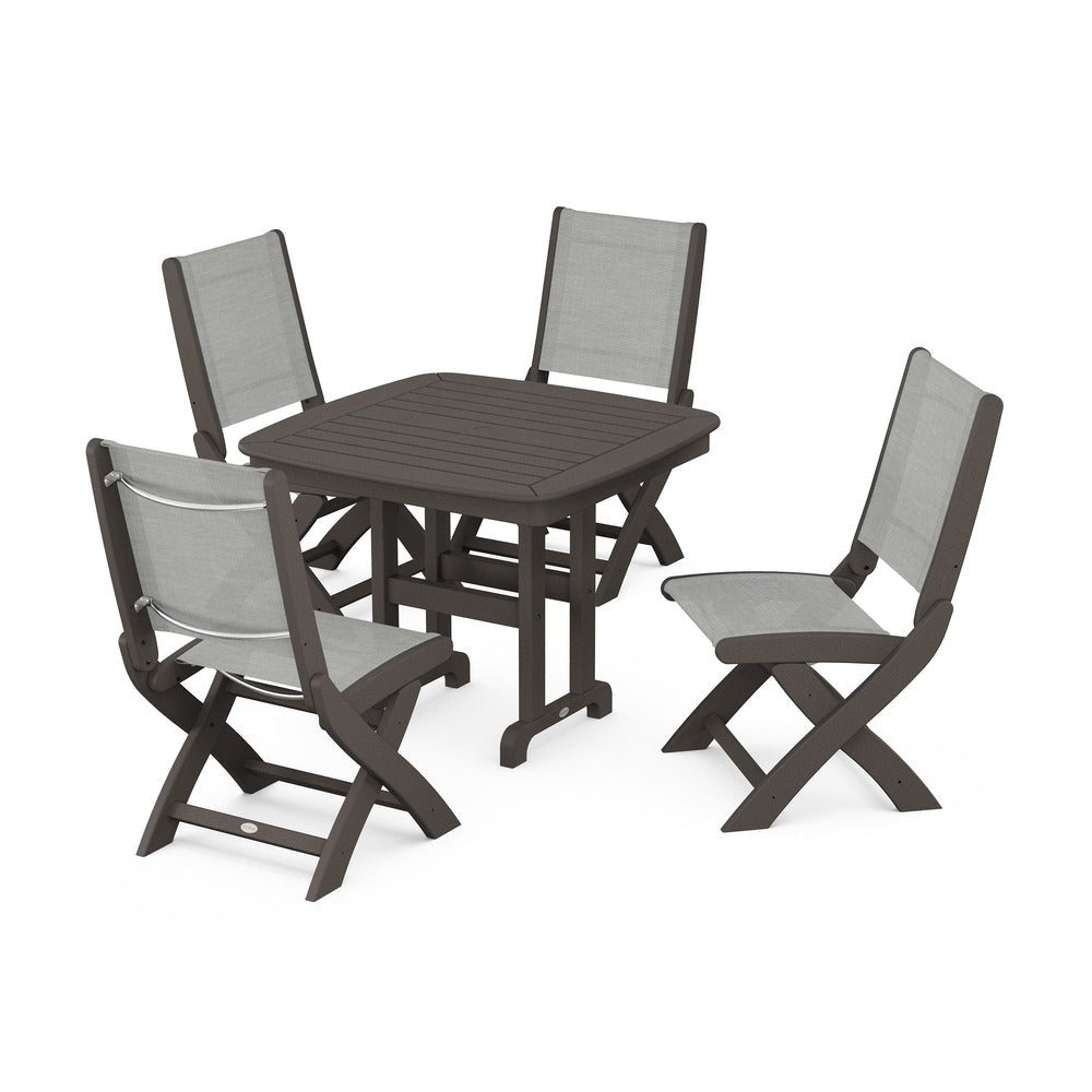 POLYWOOD® - Coastal Folding Side Chair 5-Piece Dining Set - PWS1238
