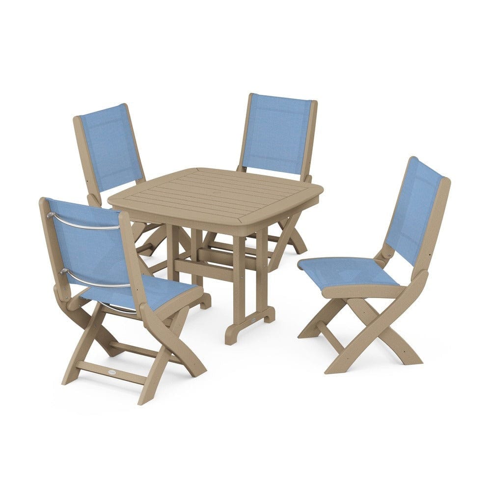 POLYWOOD® - Coastal Folding Side Chair 5-Piece Dining Set - PWS1238