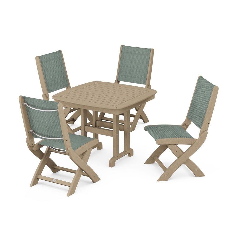 POLYWOOD® - Coastal Folding Side Chair 5-Piece Dining Set - PWS1238