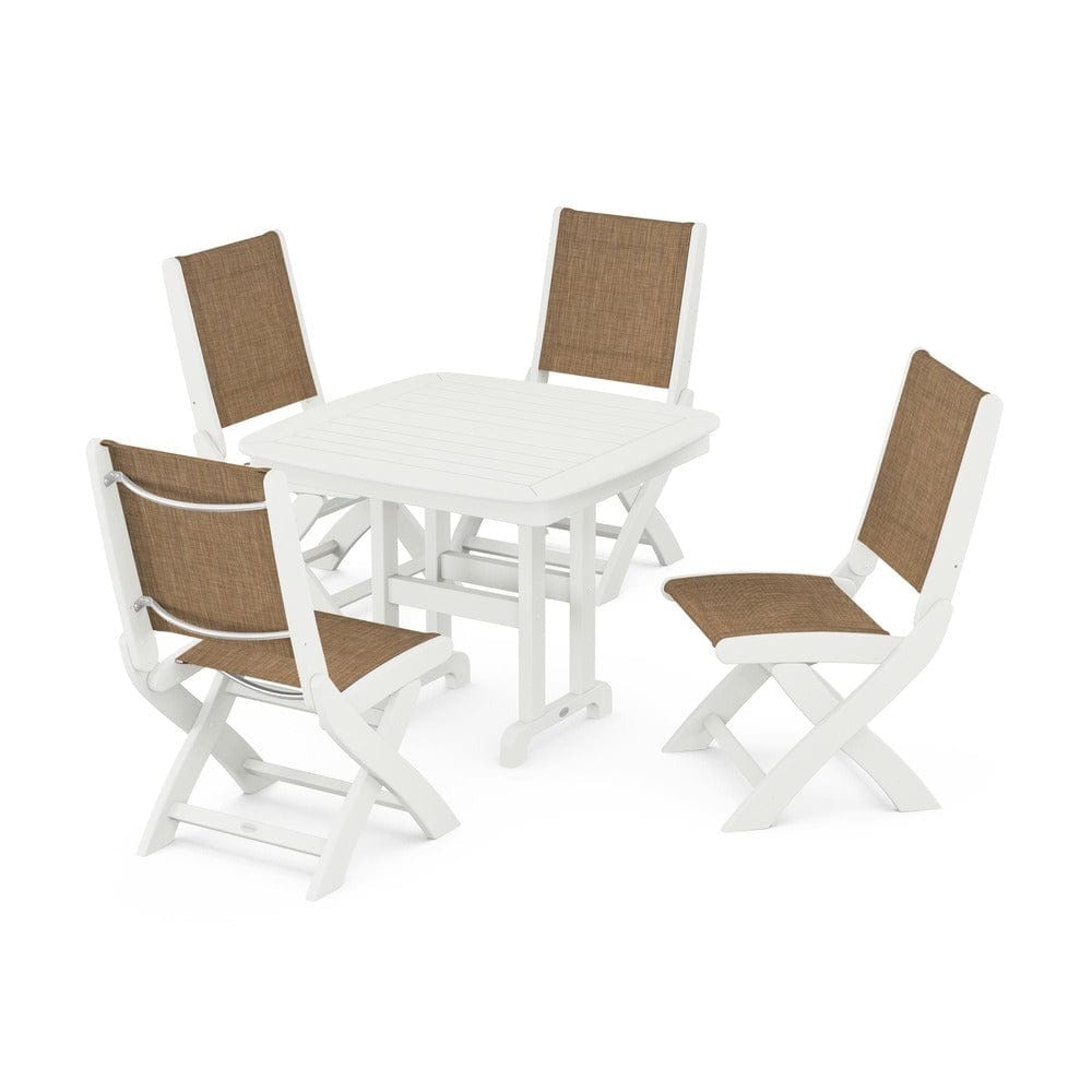 POLYWOOD® - Coastal Folding Side Chair 5-Piece Dining Set - PWS1238 Outdoor Furniture POLYWOOD®