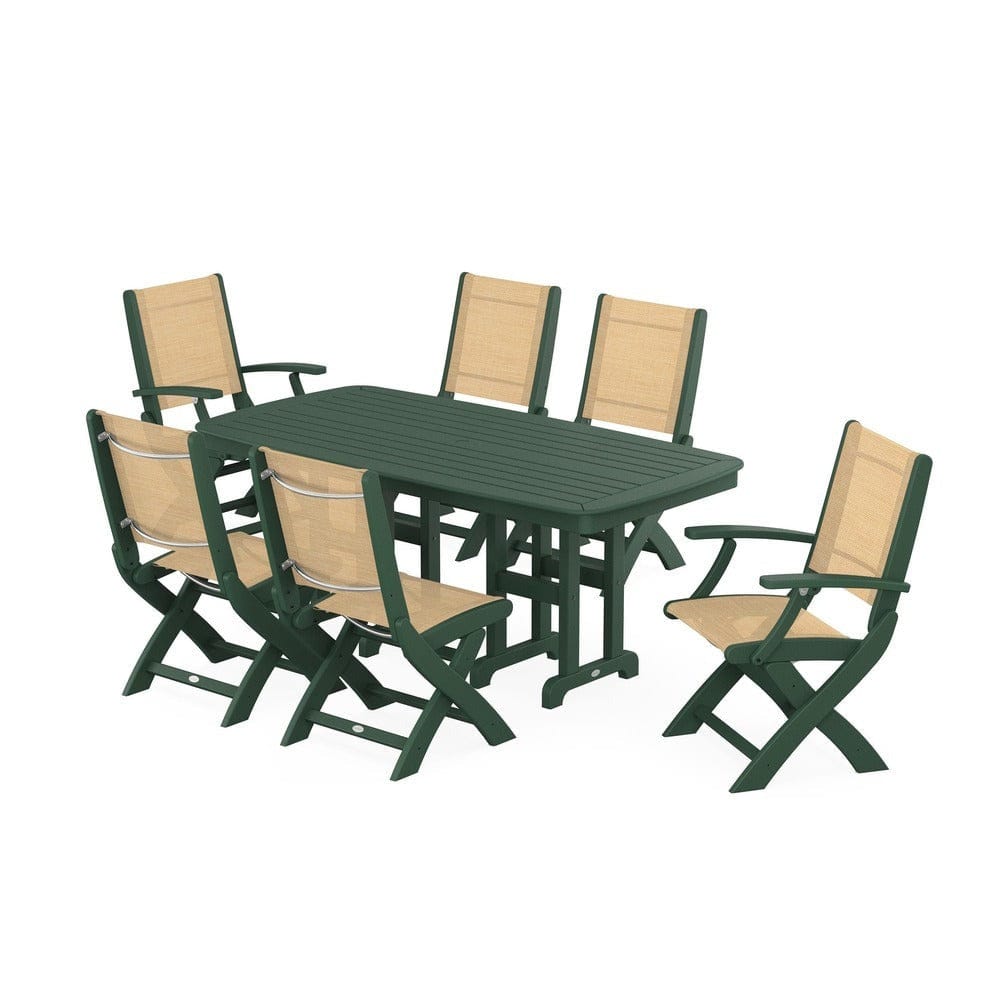 POLYWOOD® - Coastal Folding Chair 7-Piece Dining Set - PWS1264 Outdoor Furniture POLYWOOD®