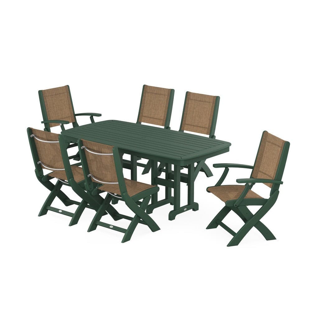 POLYWOOD® - Coastal Folding Chair 7-Piece Dining Set - PWS1264