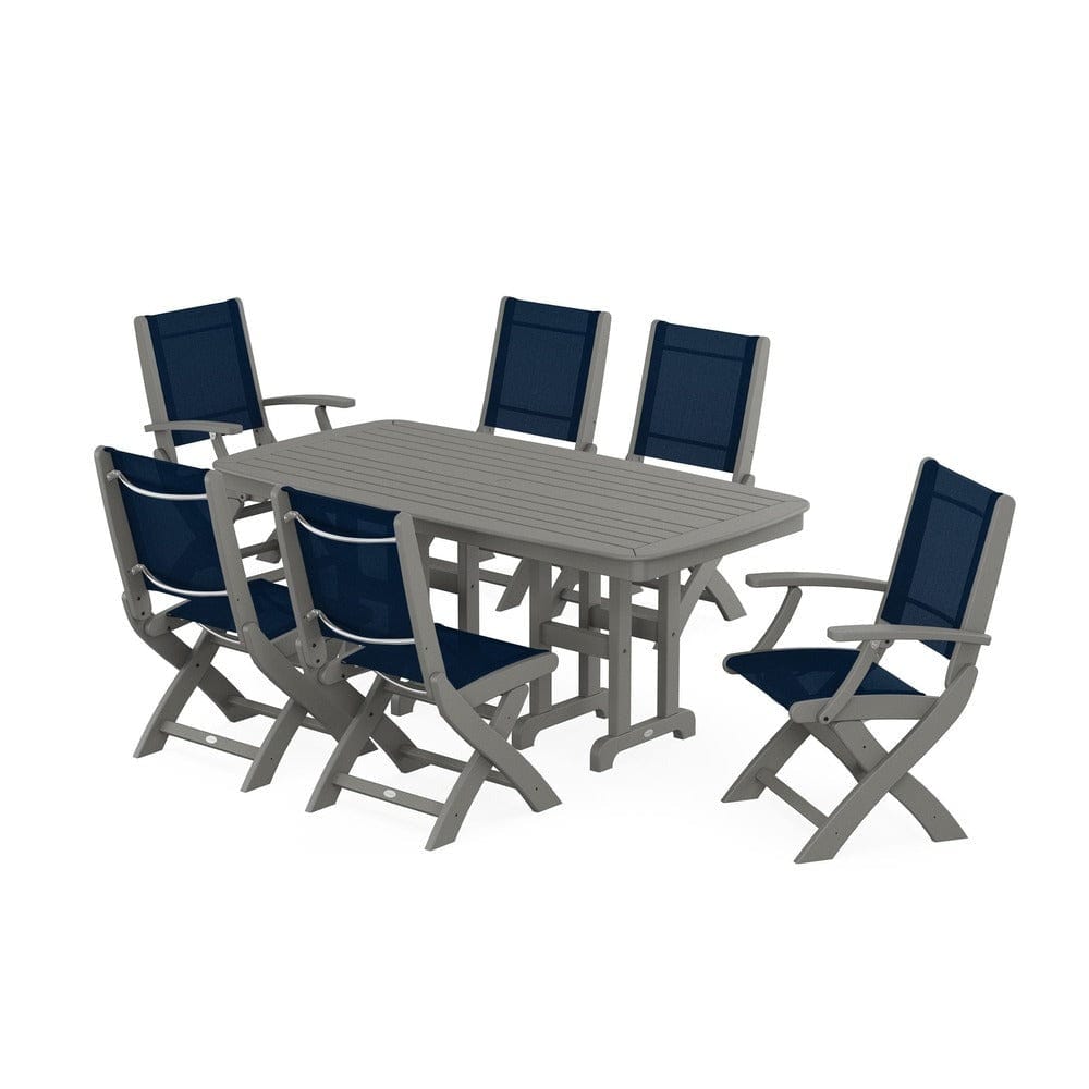 POLYWOOD® - Coastal Folding Chair 7-Piece Dining Set - PWS1264