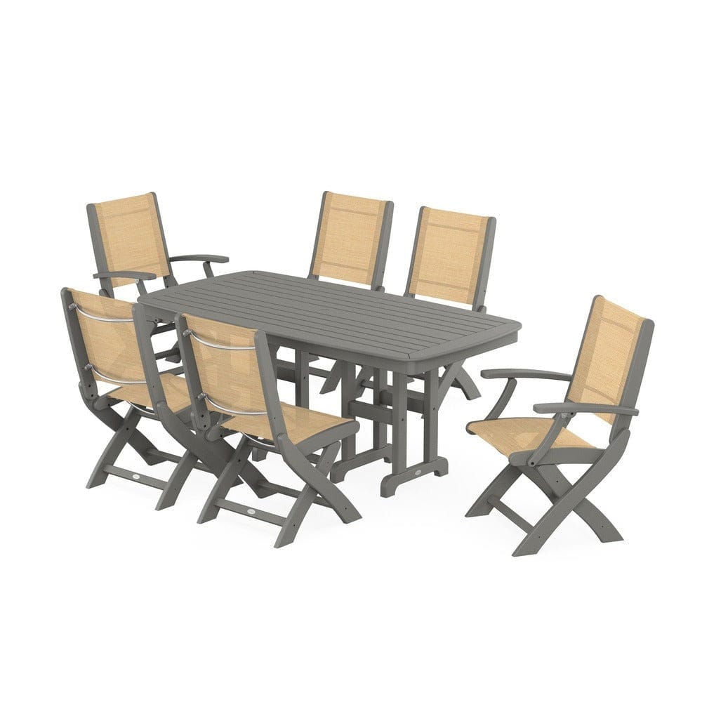 POLYWOOD® - Coastal Folding Chair 7-Piece Dining Set - PWS1264