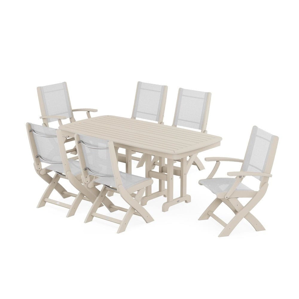 POLYWOOD® - Coastal Folding Chair 7-Piece Dining Set - PWS1264 Outdoor Furniture POLYWOOD®