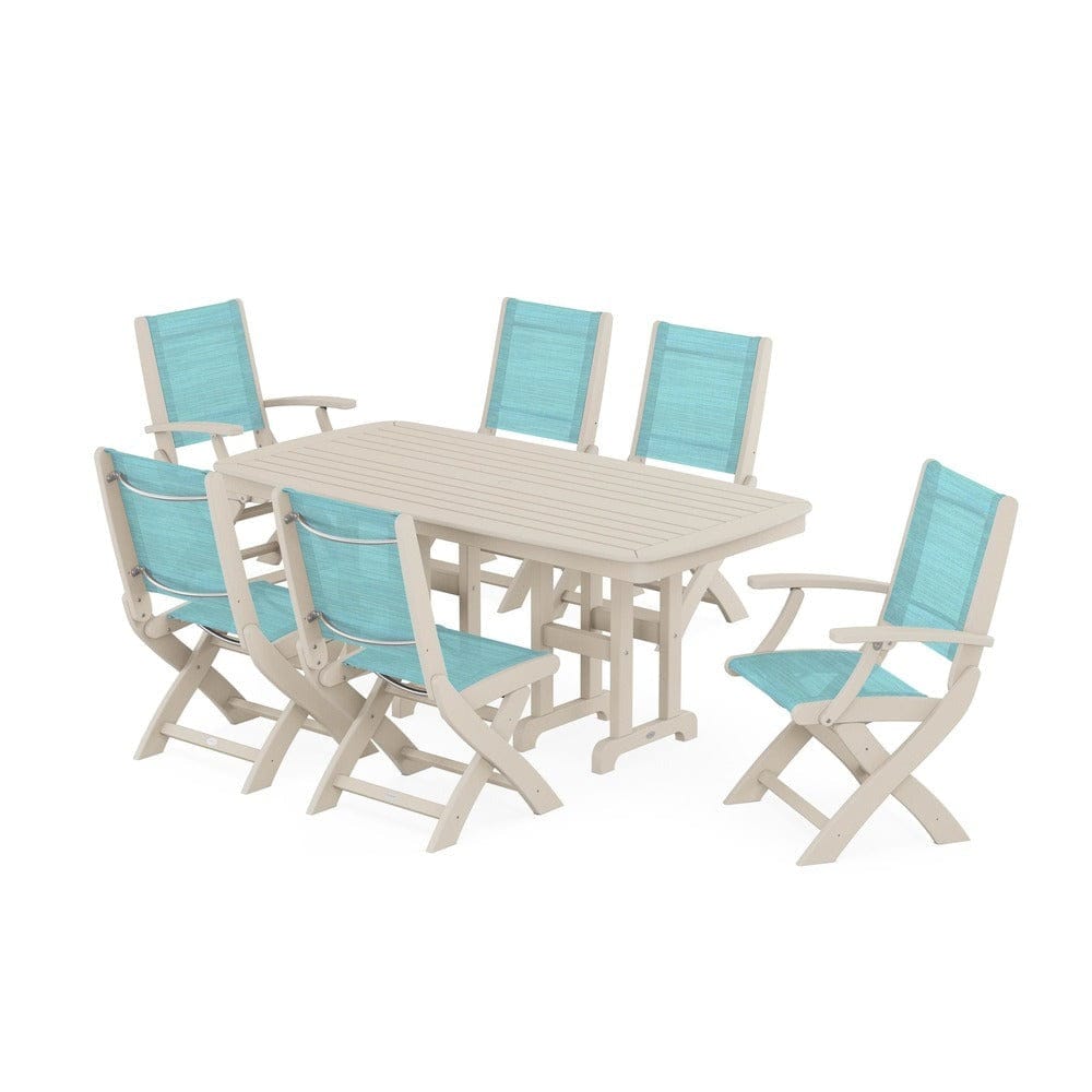 POLYWOOD® - Coastal Folding Chair 7-Piece Dining Set - PWS1264 Outdoor Furniture POLYWOOD®