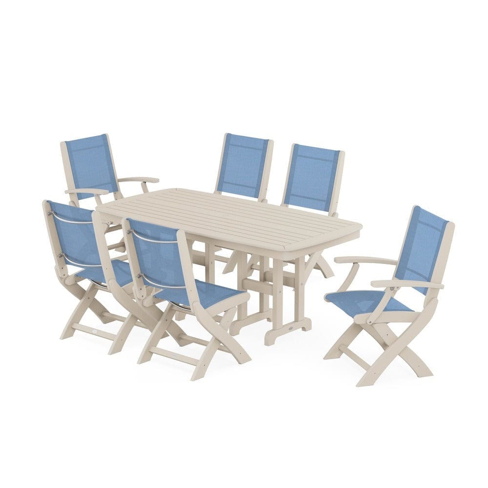 POLYWOOD® - Coastal Folding Chair 7-Piece Dining Set - PWS1264