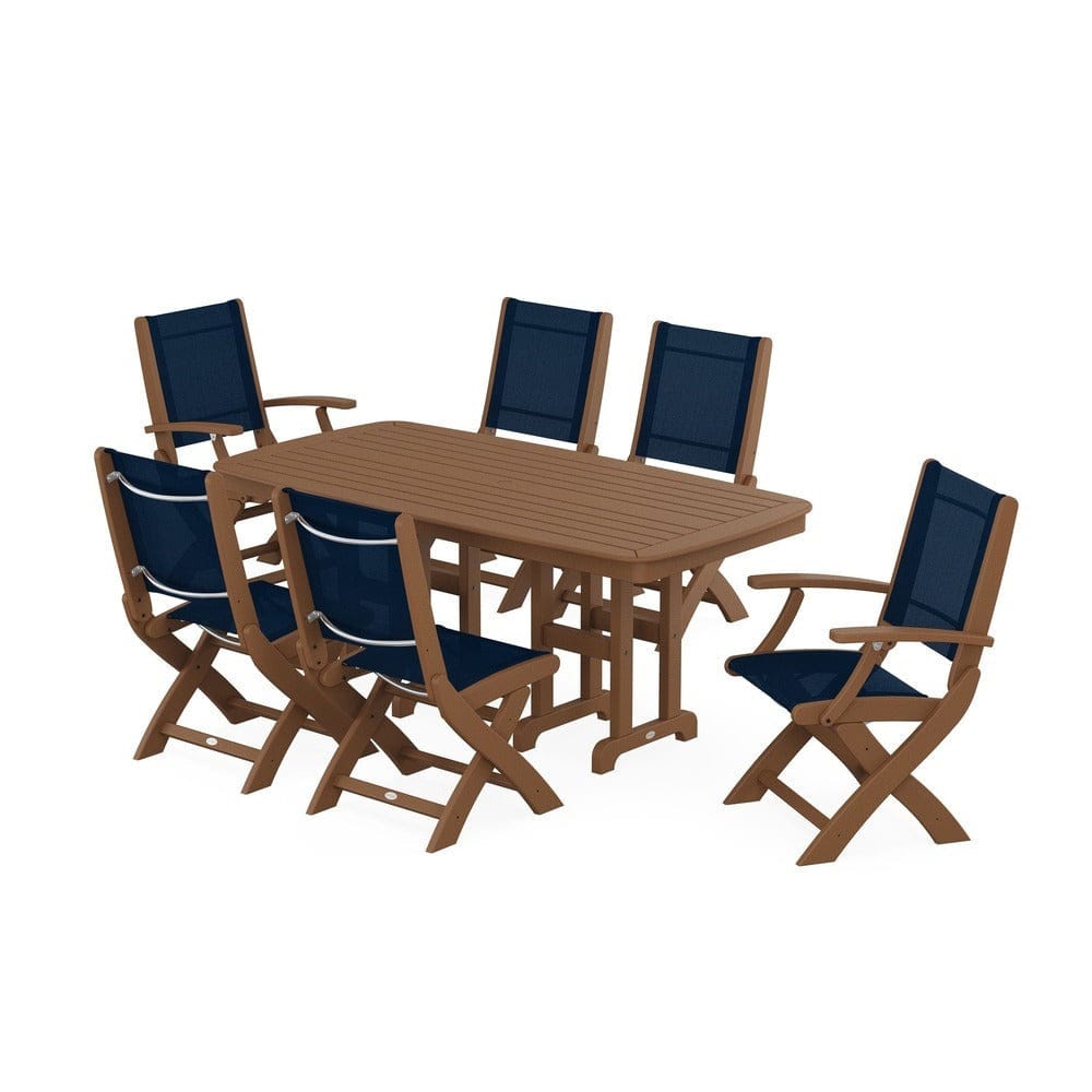 POLYWOOD® - Coastal Folding Chair 7-Piece Dining Set - PWS1264