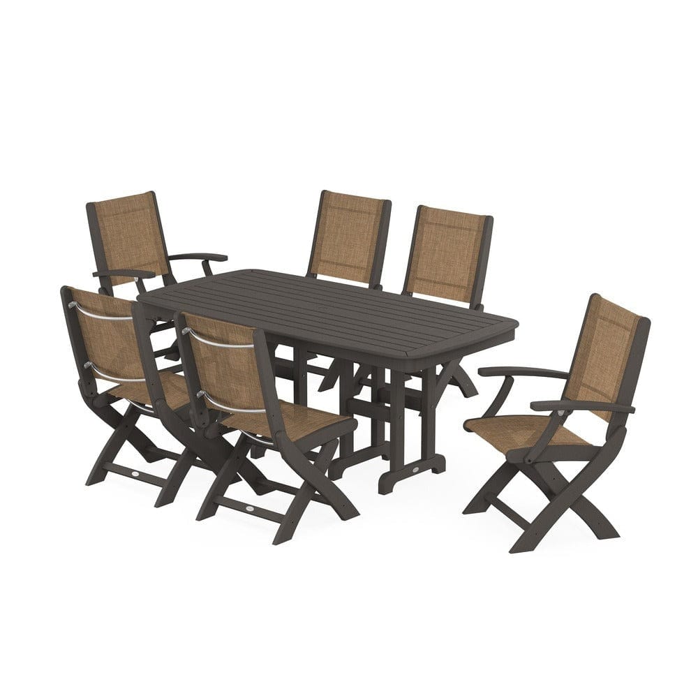 POLYWOOD® - Coastal Folding Chair 7-Piece Dining Set - PWS1264 Outdoor Furniture POLYWOOD®