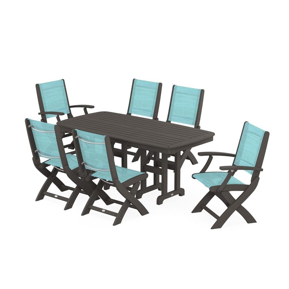 POLYWOOD® - Coastal Folding Chair 7-Piece Dining Set - PWS1264 Outdoor Furniture POLYWOOD®