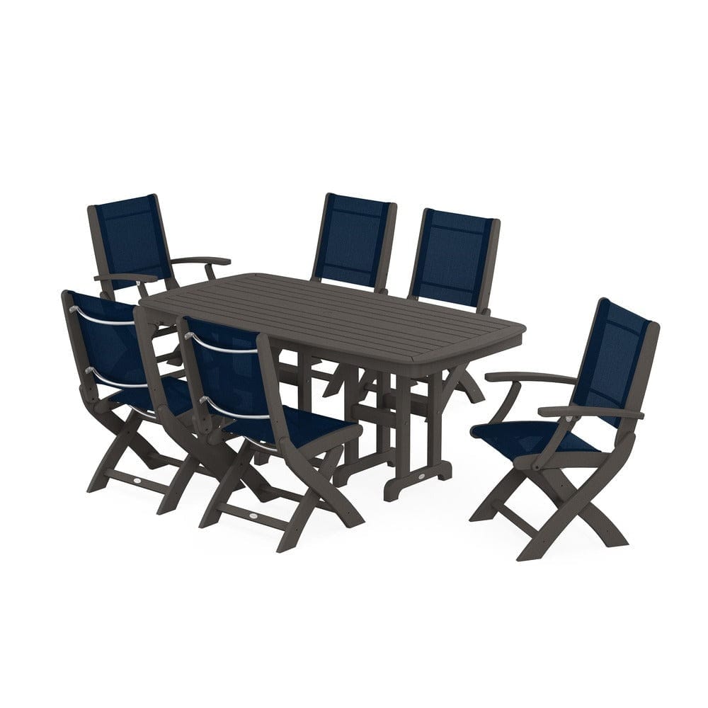 POLYWOOD® - Coastal Folding Chair 7-Piece Dining Set - PWS1264 Outdoor Furniture POLYWOOD®