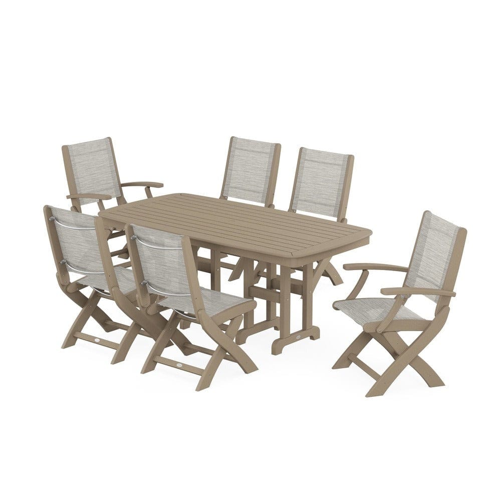 POLYWOOD® - Coastal Folding Chair 7-Piece Dining Set - PWS1264