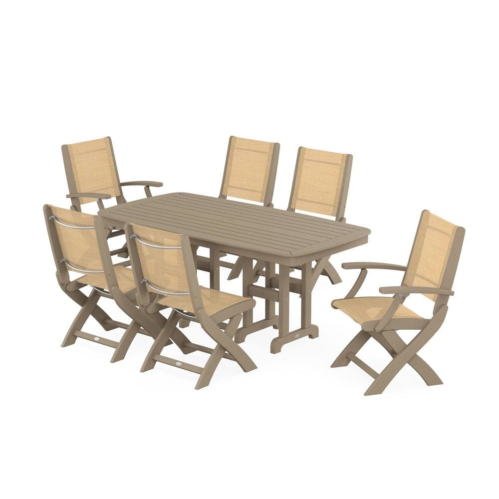 POLYWOOD® - Coastal Folding Chair 7-Piece Dining Set - PWS1264