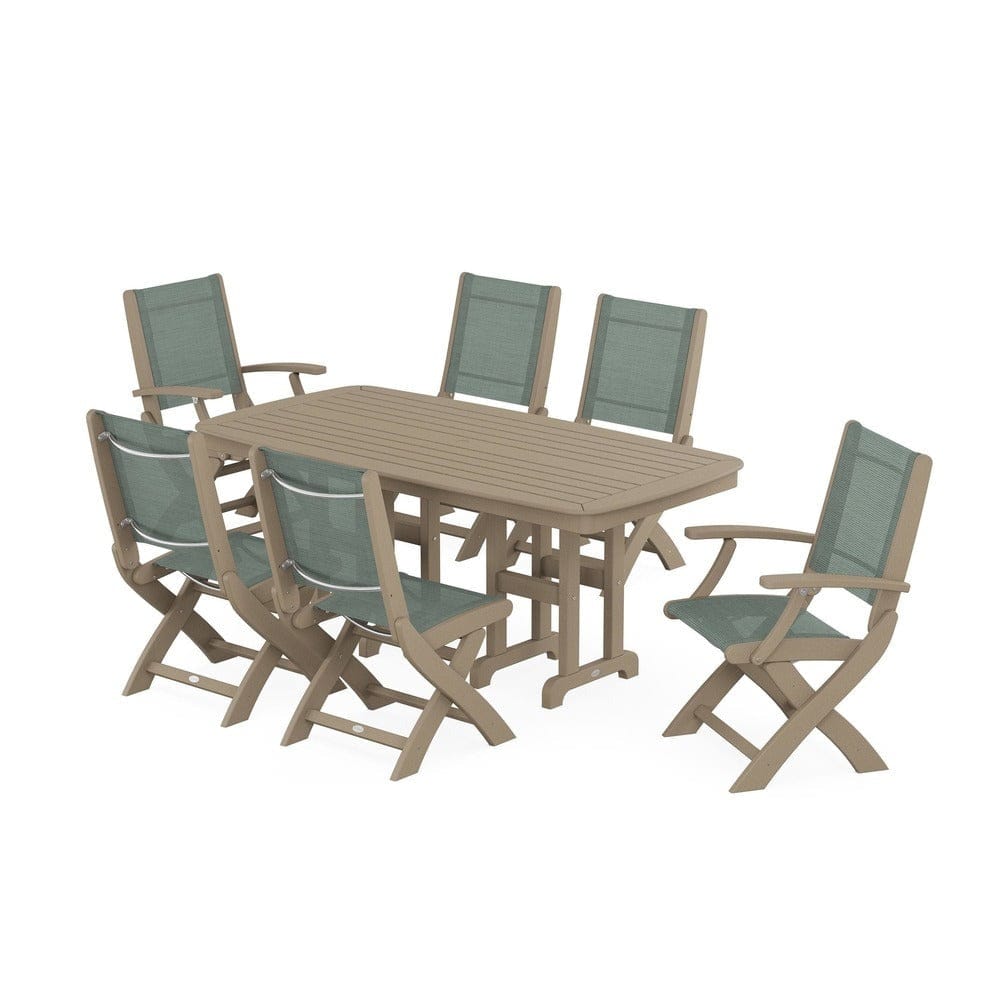 POLYWOOD® - Coastal Folding Chair 7-Piece Dining Set - PWS1264