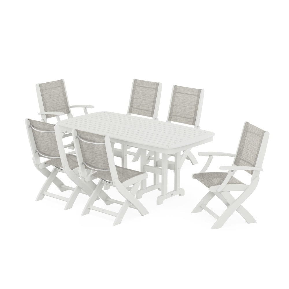 POLYWOOD® - Coastal Folding Chair 7-Piece Dining Set - PWS1264 Outdoor Furniture POLYWOOD®