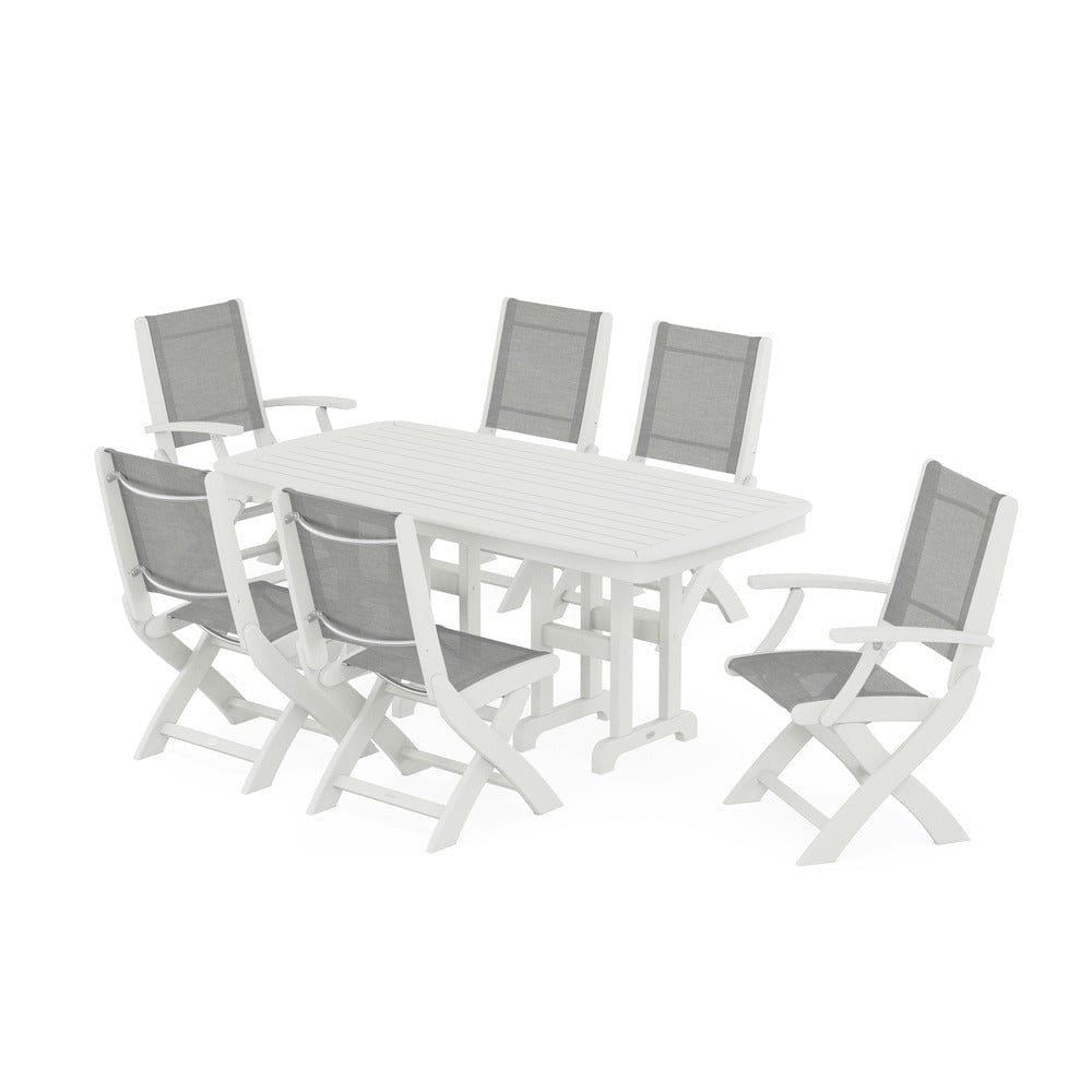 POLYWOOD® - Coastal Folding Chair 7-Piece Dining Set - PWS1264