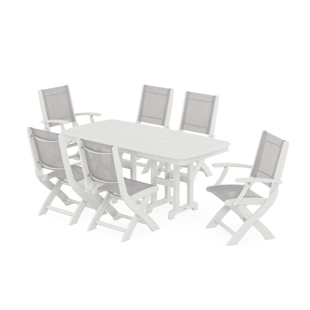 POLYWOOD® - Coastal Folding Chair 7-Piece Dining Set - PWS1264