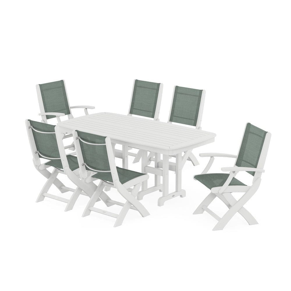 POLYWOOD® - Coastal Folding Chair 7-Piece Dining Set - PWS1264 Outdoor Furniture POLYWOOD®