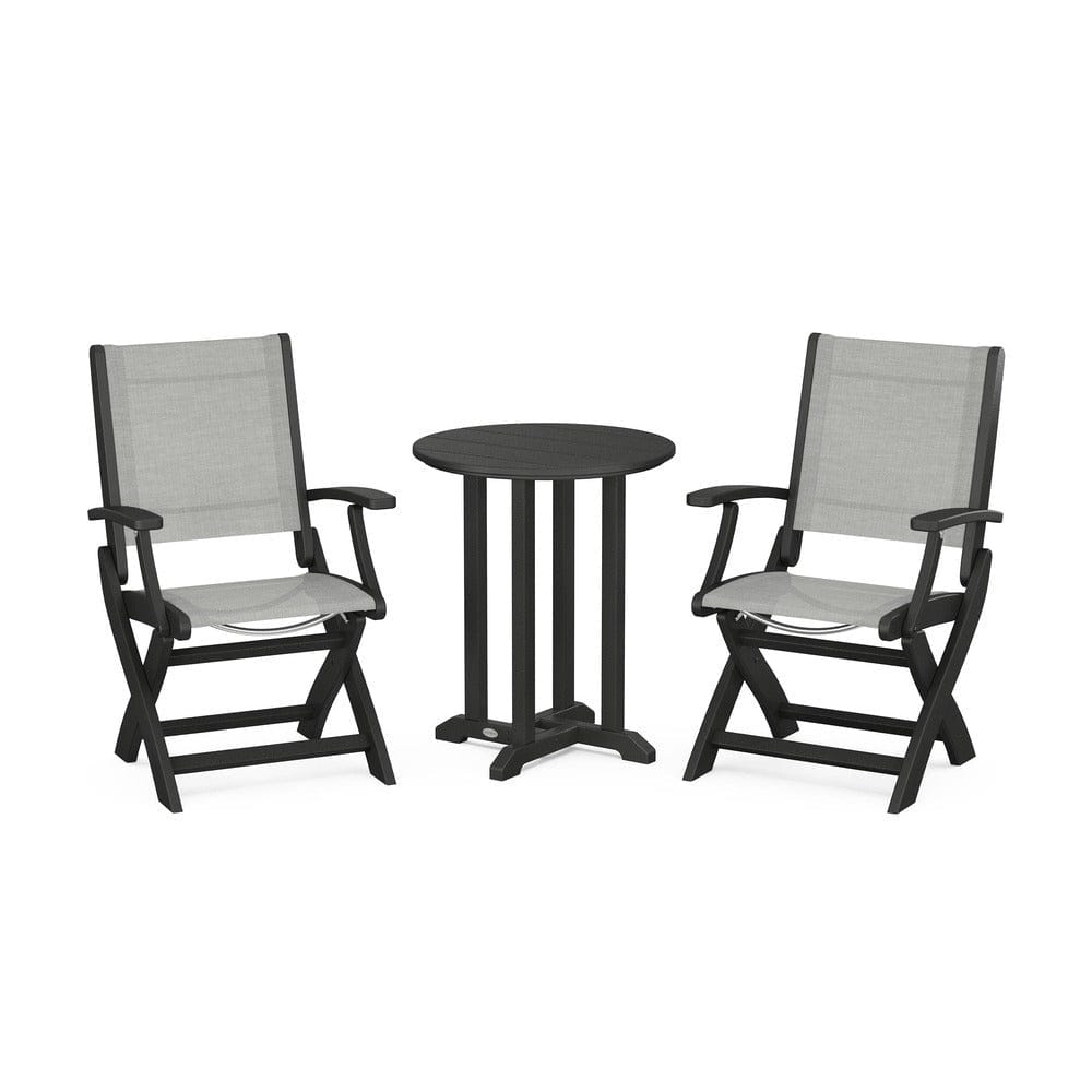 POLYWOOD® - Coastal Folding 3-Piece Round Bistro Dining Set - PWS1295 Outdoor Furniture POLYWOOD®