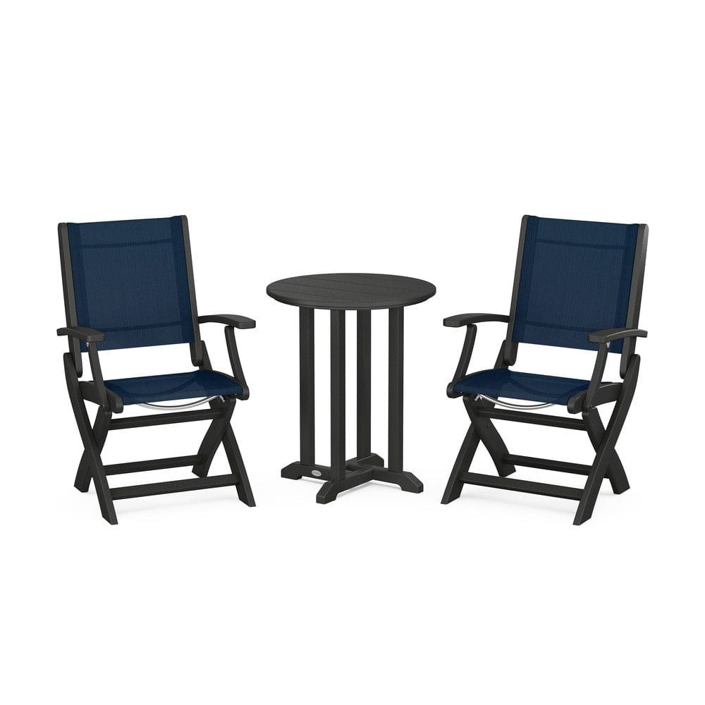 POLYWOOD® - Coastal Folding 3-Piece Round Bistro Dining Set - PWS1295 Outdoor Furniture POLYWOOD®