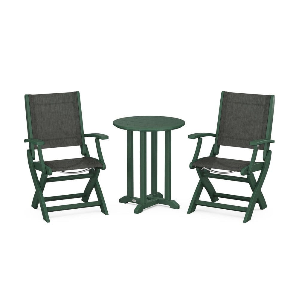POLYWOOD® - Coastal Folding 3-Piece Round Bistro Dining Set - PWS1295 Outdoor Furniture POLYWOOD®