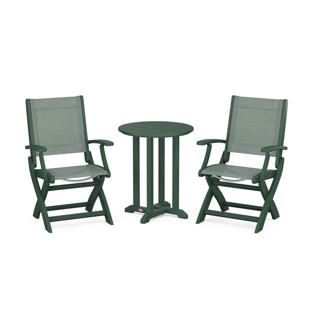 POLYWOOD® - Coastal Folding 3-Piece Round Bistro Dining Set - PWS1295 Outdoor Furniture POLYWOOD®