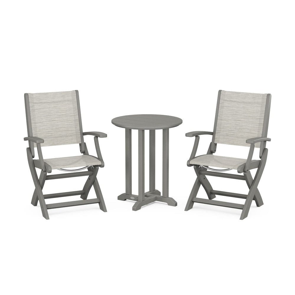 POLYWOOD® - Coastal Folding 3-Piece Round Bistro Dining Set - PWS1295 Outdoor Furniture POLYWOOD®