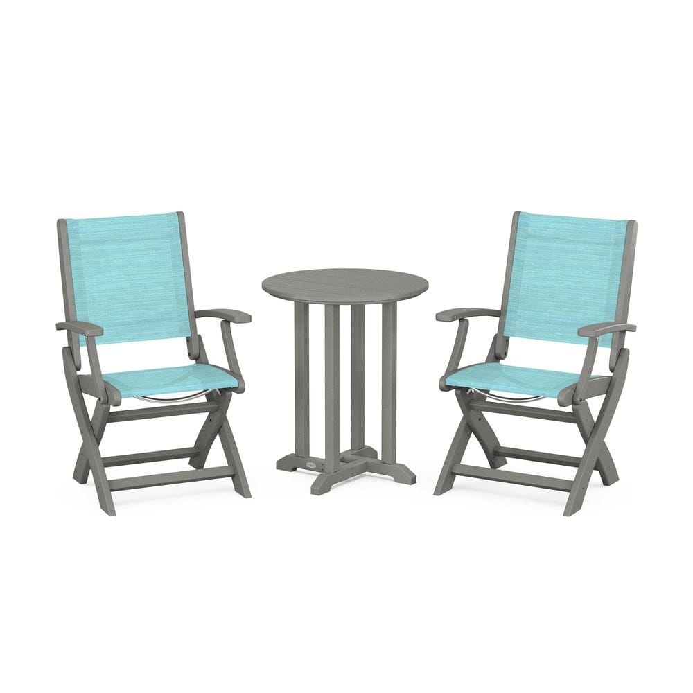 POLYWOOD® - Coastal Folding 3-Piece Round Bistro Dining Set - PWS1295 Outdoor Furniture POLYWOOD®