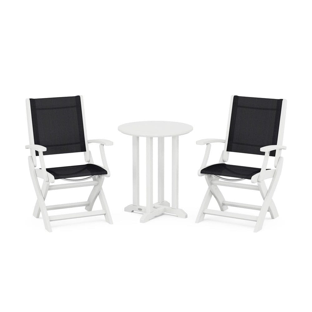 POLYWOOD® - Coastal Folding 3-Piece Round Bistro Dining Set - PWS1295 Outdoor Furniture POLYWOOD®