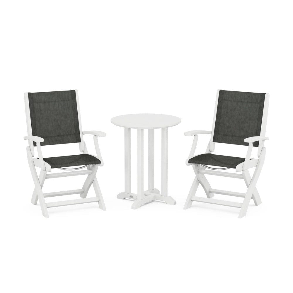POLYWOOD® - Coastal Folding 3-Piece Round Bistro Dining Set - PWS1295 Outdoor Furniture POLYWOOD®