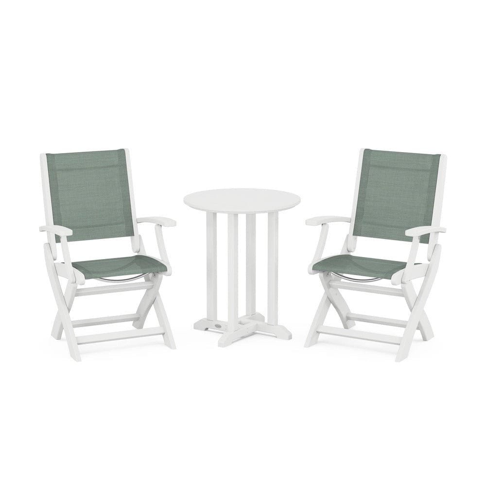 POLYWOOD® - Coastal Folding 3-Piece Round Bistro Dining Set - PWS1295 Outdoor Furniture POLYWOOD®