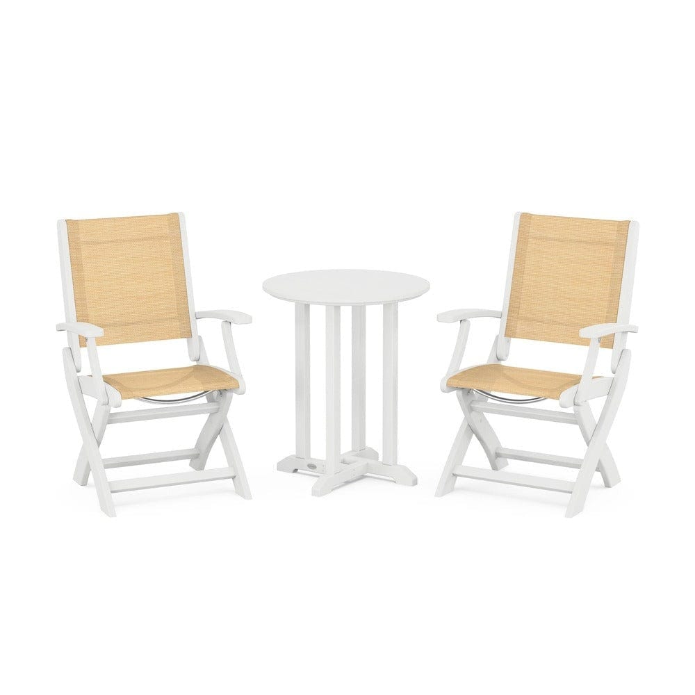 POLYWOOD® - Coastal Folding 3-Piece Round Bistro Dining Set - PWS1295 Outdoor Furniture POLYWOOD®
