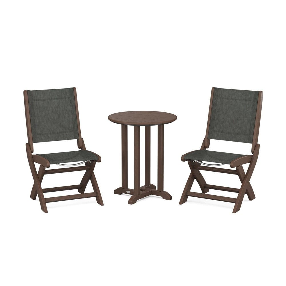 POLYWOOD® - Coastal Folding Side Chair 3-Piece Round Bistro Dining Set - PWS1296
