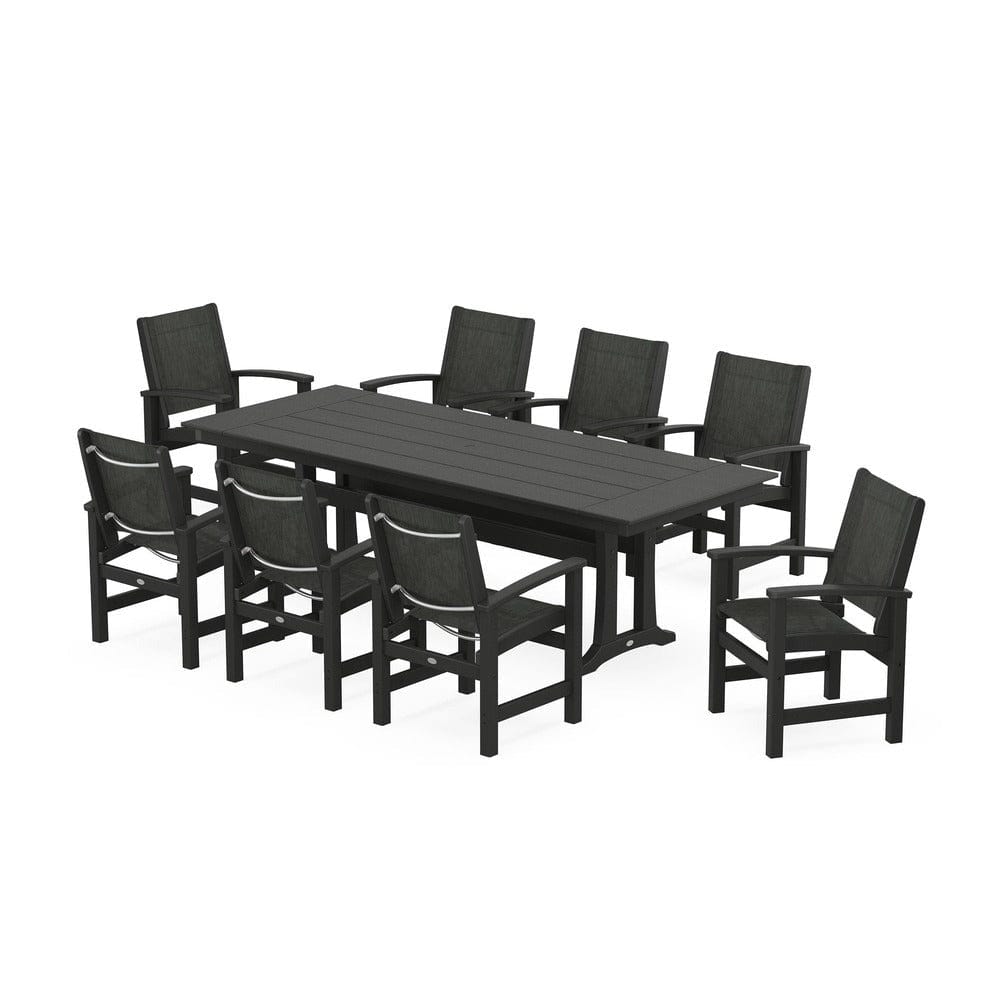 POLYWOOD® - Coastal 9-Piece Farmhouse Dining Set with Trestle Legs - PWS1448-1