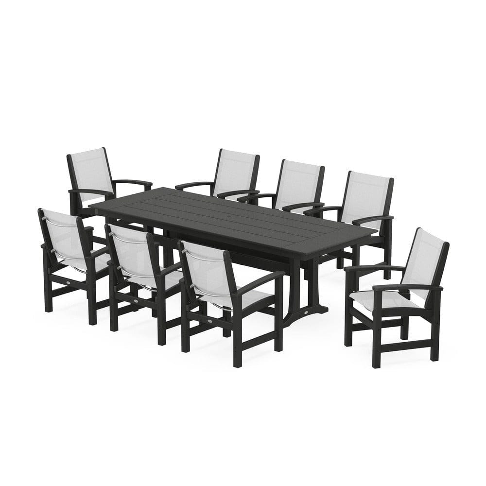 POLYWOOD® - Coastal 9-Piece Farmhouse Dining Set with Trestle Legs - PWS1448