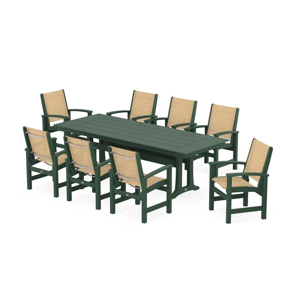 POLYWOOD® - Coastal 9-Piece Farmhouse Dining Set with Trestle Legs - PWS1448
